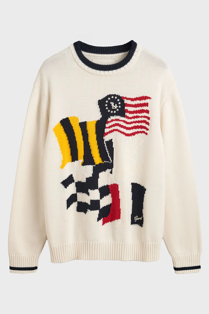 Чоловічий білий светр FLAG INTARSIA COTTON C-NECK 5