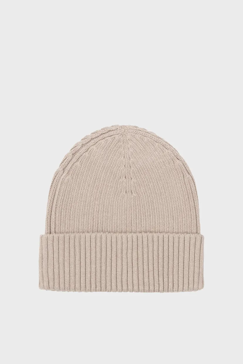 Чоловіча бежева шапка PATCH CHUNKY RIB COTTON BEANIE 3