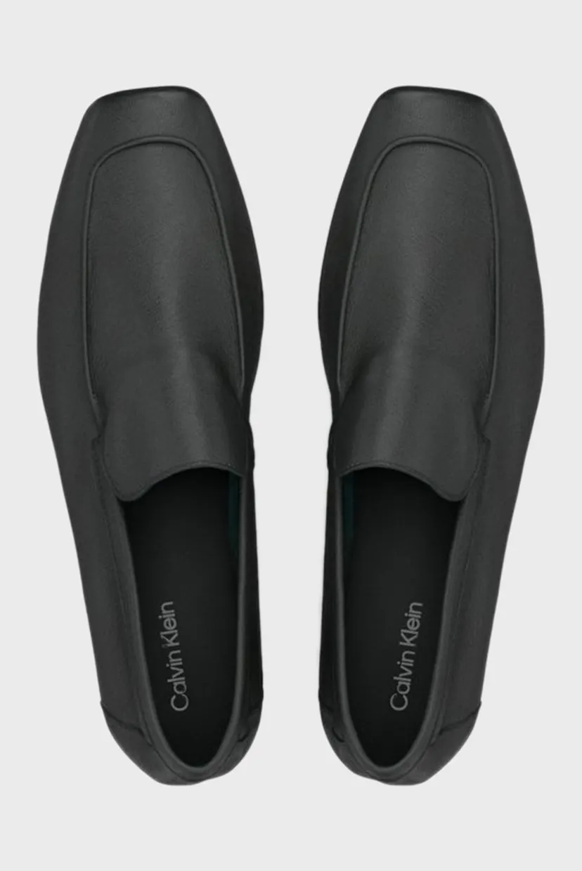 Женские черные кожаные лоферы SQUARE LOAFER PIPING LTH 4