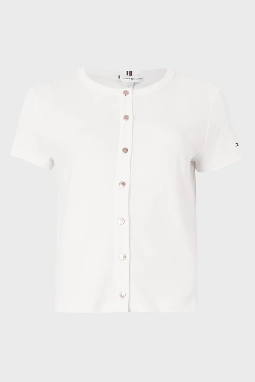 Жіноча біла футболка GOLD BUTTON SLIM 5