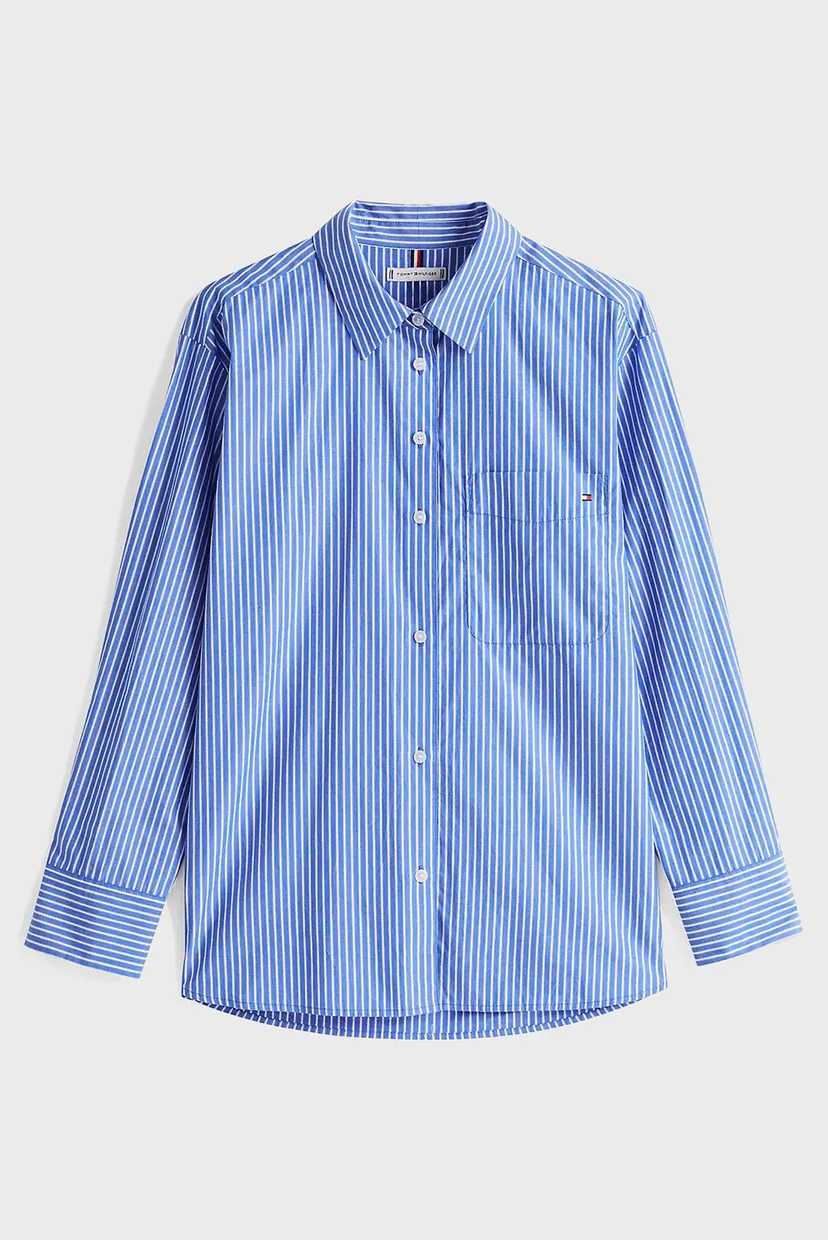 Жіноча синя сорочка у смужку ESS POPLIN EASY FIT 5