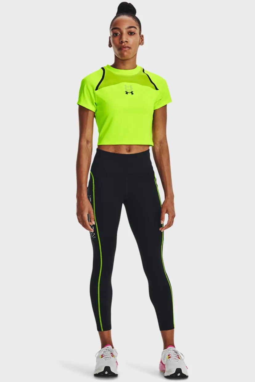 Женский салатовый топ UA Run Anywhere Crop SS 4