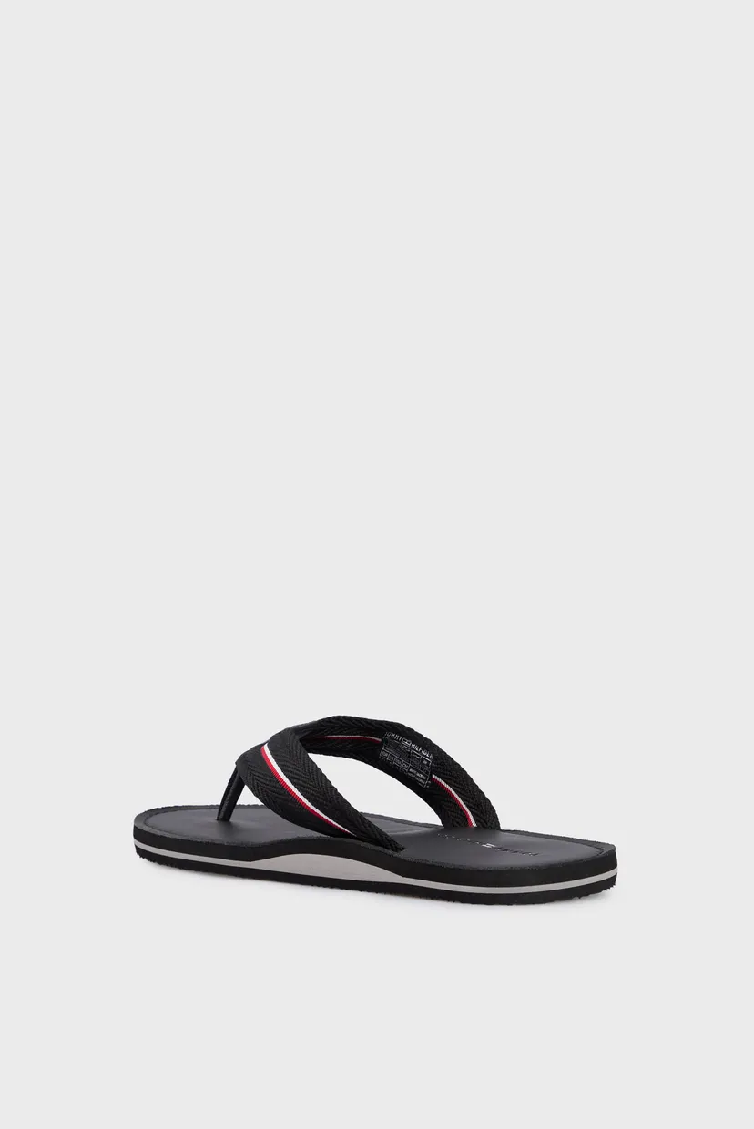 Мужские черные вьетнамки HILFIGER LEATHER BEACH SANDAL 5