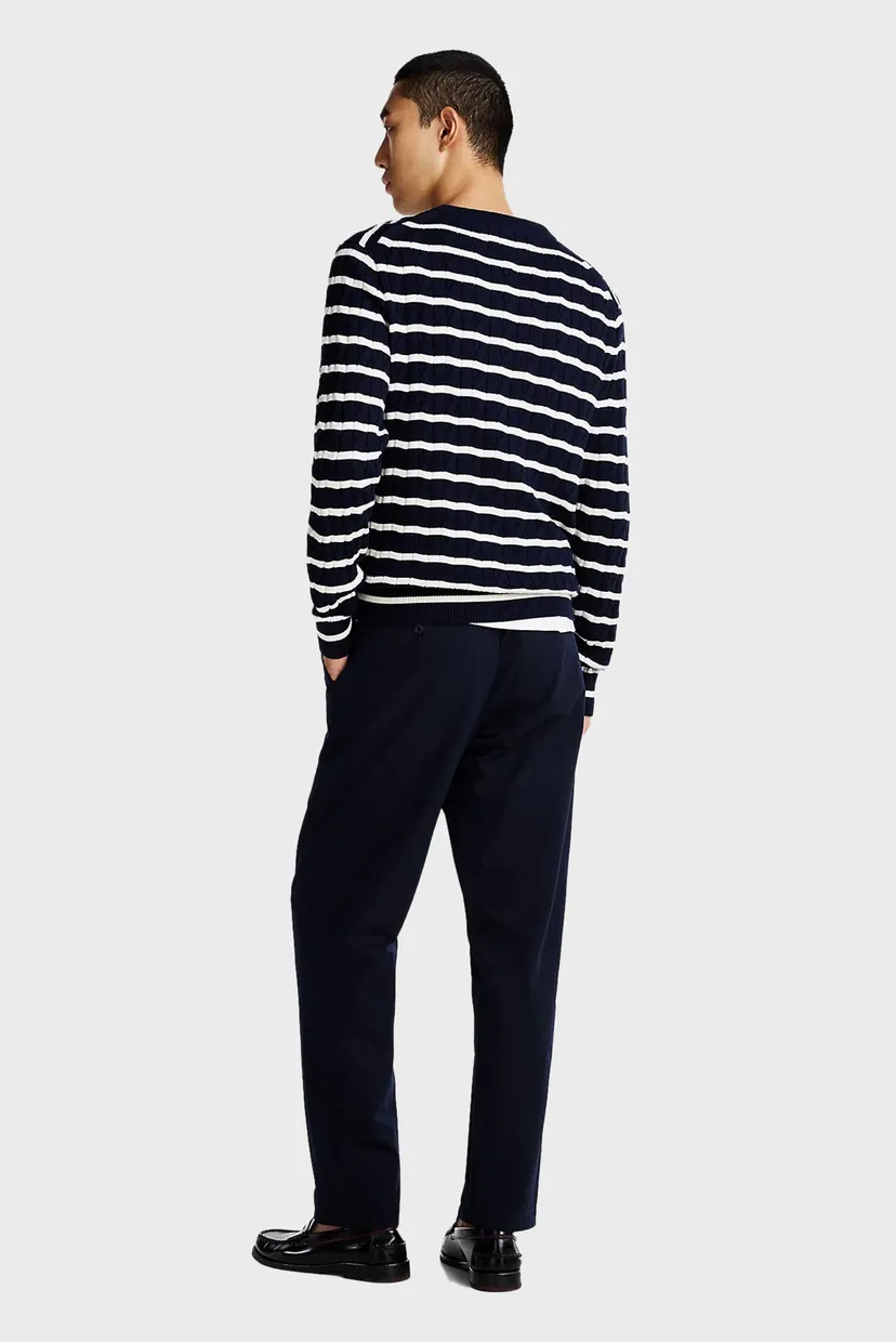 Мужской джемпер в полоску CLASSIC COTTON CABLE CREW NECK 3