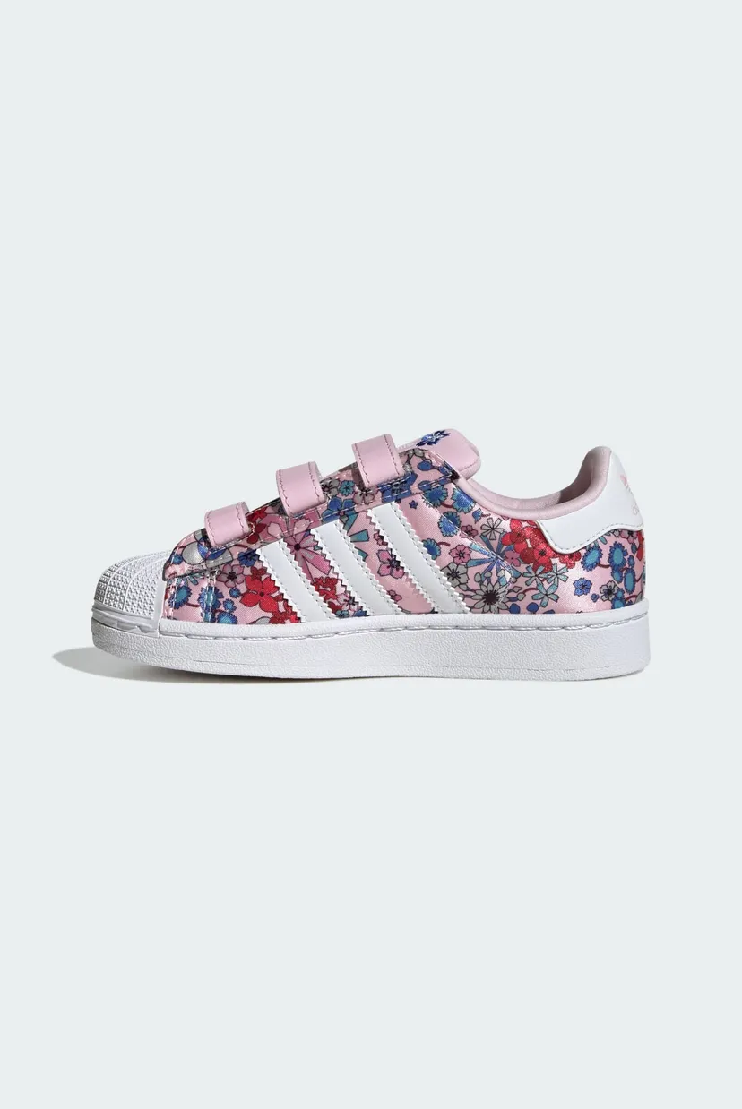 Детские розовые сникерсы с узором ADIDAS LIBERTY LONDON SUPERSTAR II COMFORT CLOSURE 6