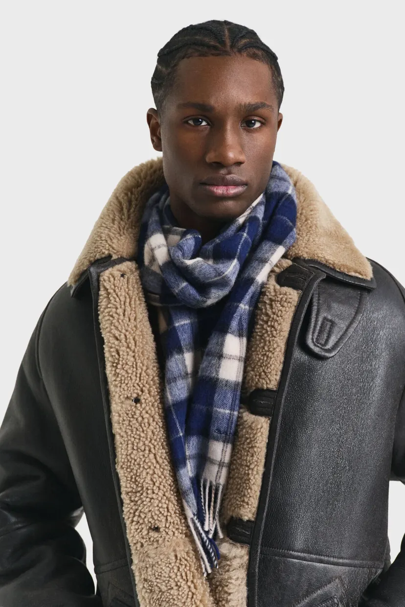 Мужской шерстяной шарф в клетку WOOL CHECKED SCARF 2