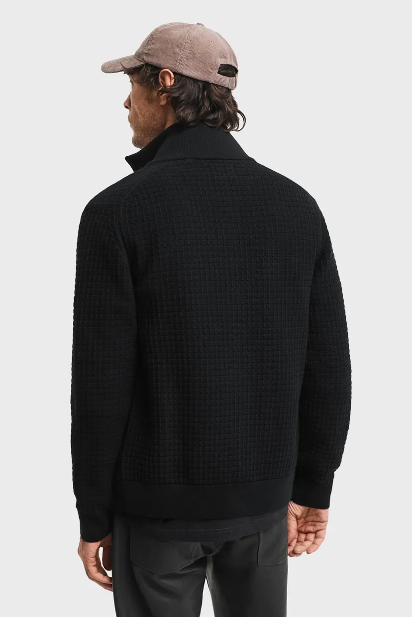 Чоловічий чорний кардиган COTTON TEXTURED ZIP 3