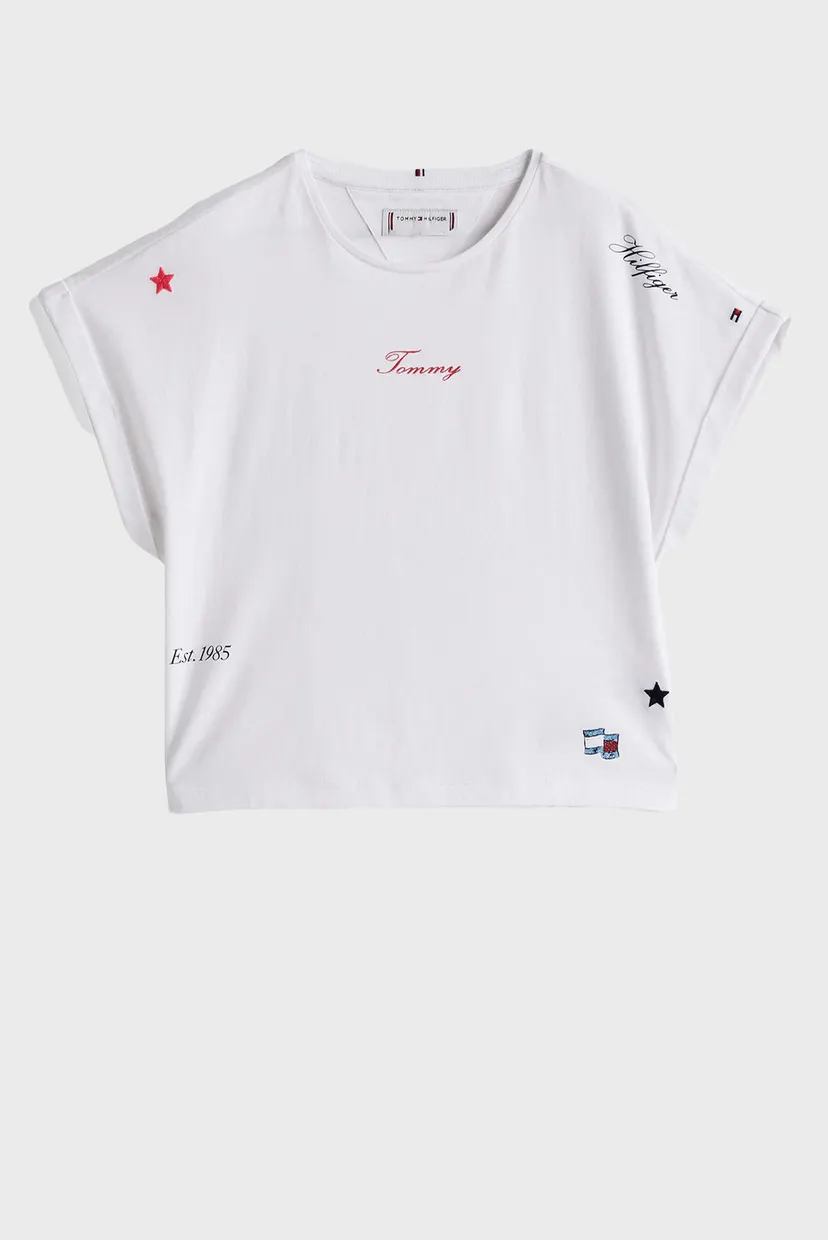 Детская белая футболка STAR EMBROIDERED 5