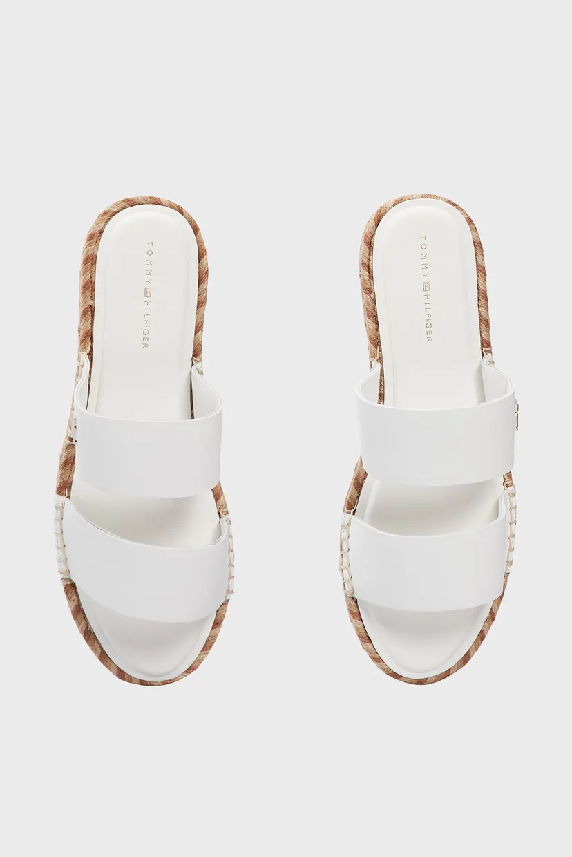 Женские белые кожаные слайдеры TH LEATHER FLAT ESP SANDAL 4