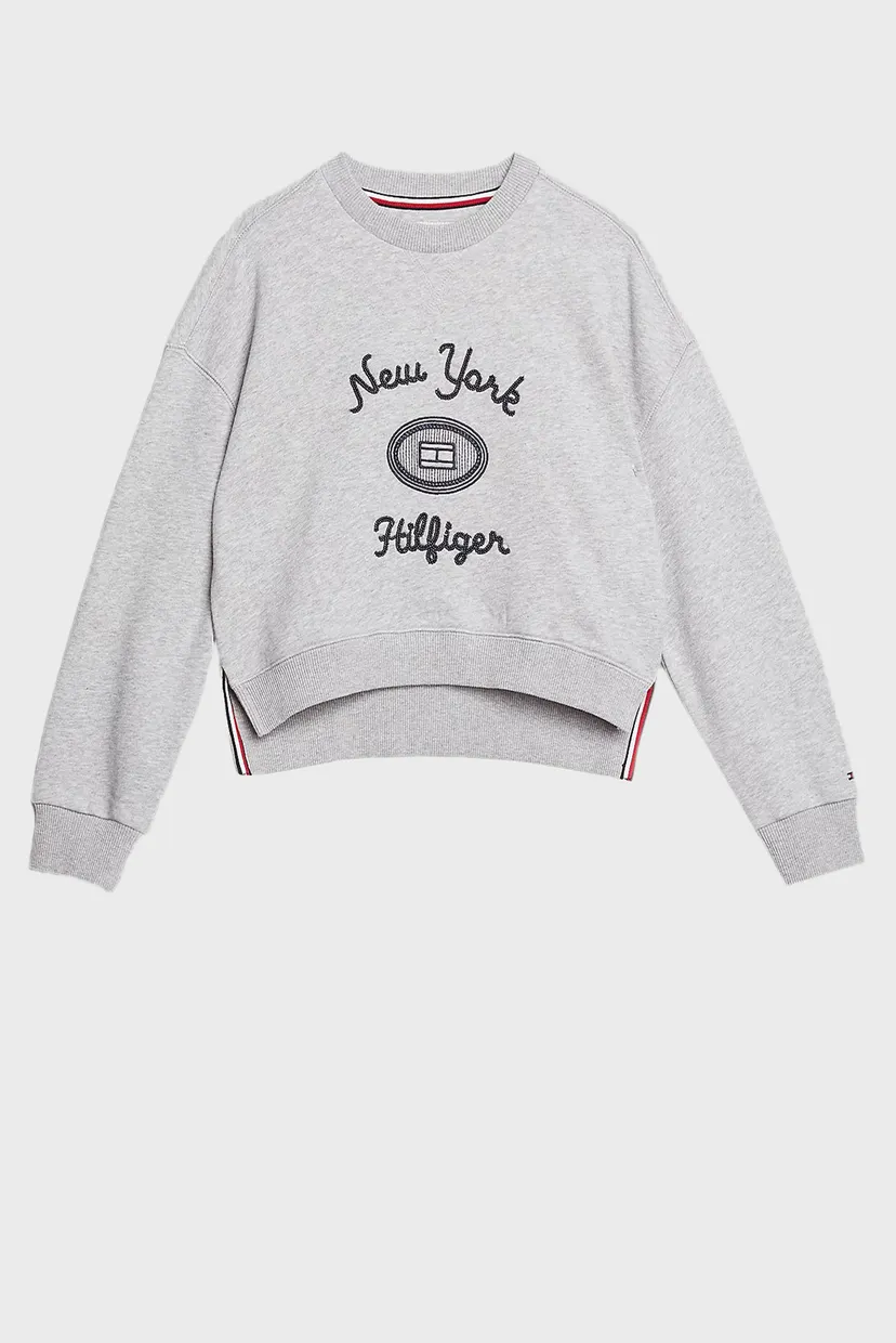 Детский светло-серый свитшот HILFIGER NY EMBROIDERED CREWNECK 5