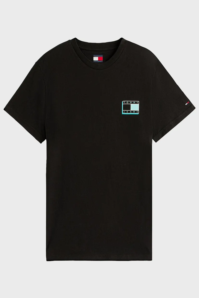 Мужская черная футболка SLIM POP COLOR FLAG 4