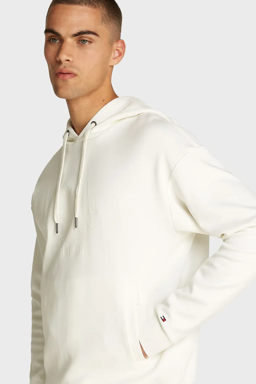 Мужское белое худи EMBOSSED HILFIGER 4