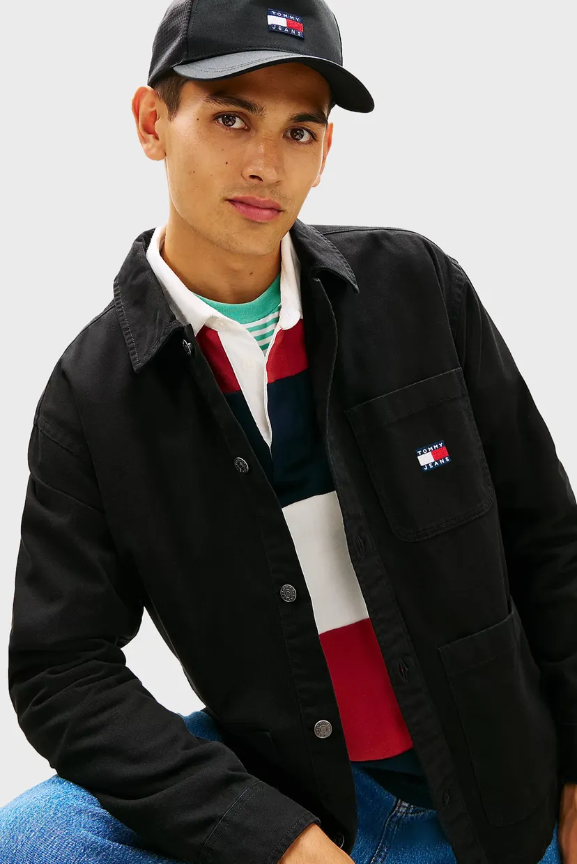 Мужская черная рубашка ESSENTIAL OVERSHIRT 4