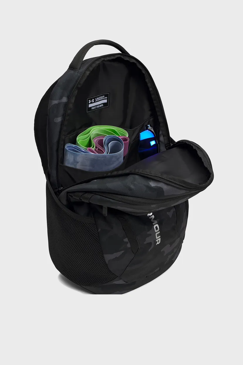 Черный камуфляжный рюкзак UA Hustle 6.0 Backpack-BLK 5