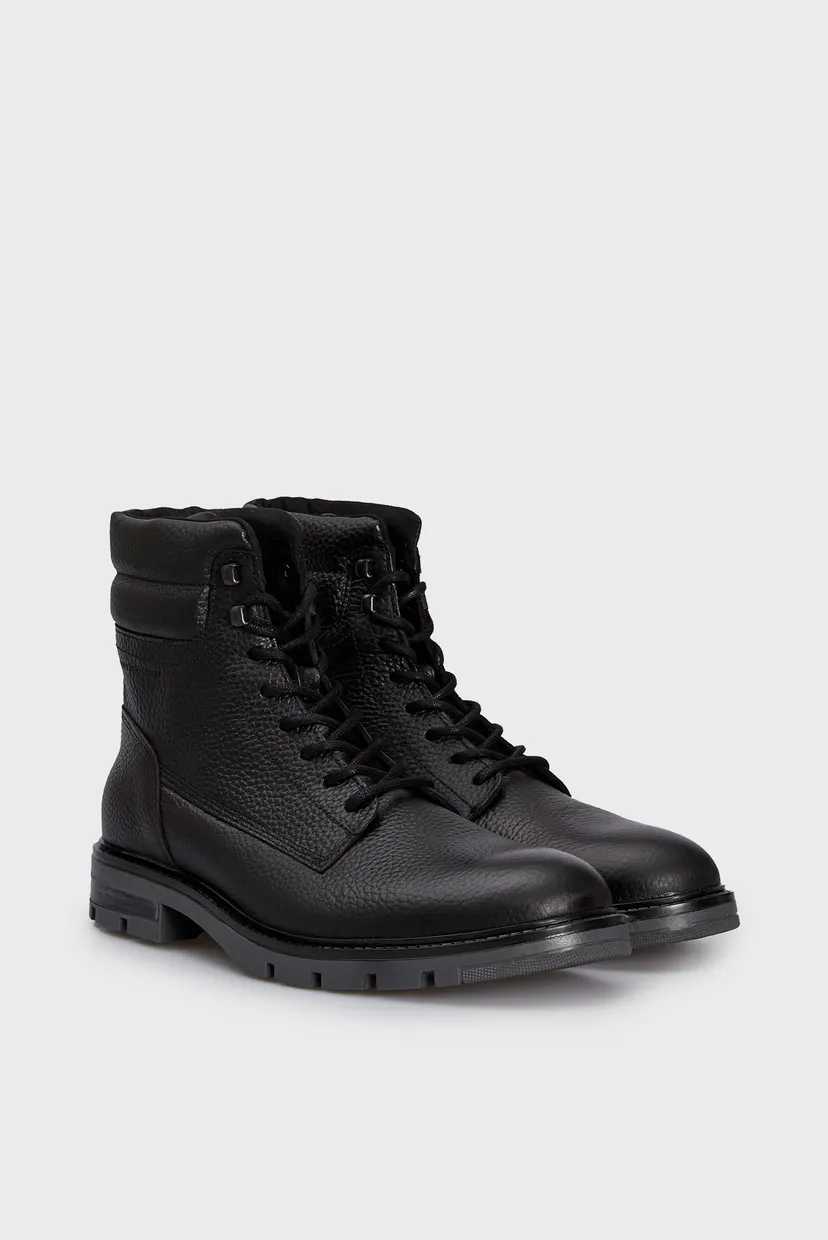 Мужские черные кожаные ботинки WARM PADDED HILFIGER LTH BOOT 3