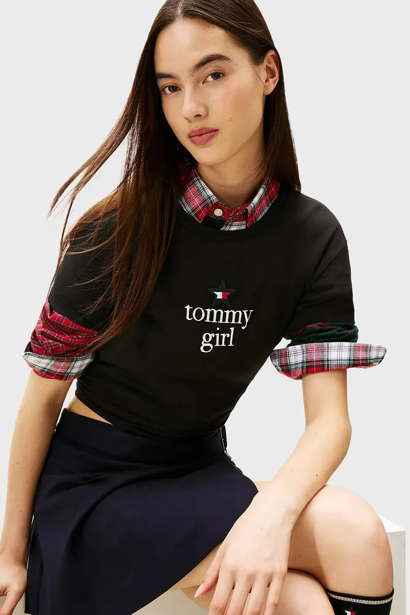 Жіноча чорна футболка TOMMY GIRL STAR 5