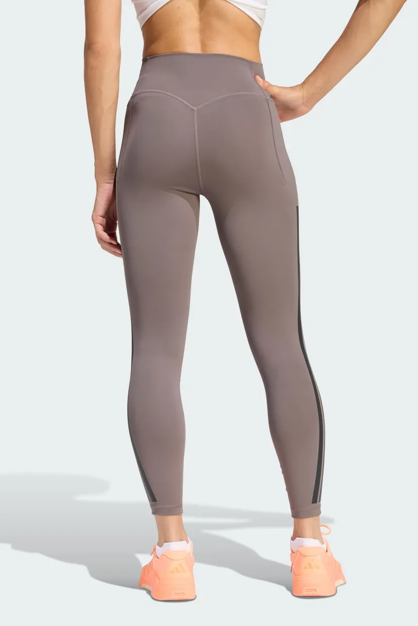 Жіночі коричневі тайтси Optime Workout 3-Stripes 7/8 Leggings 3