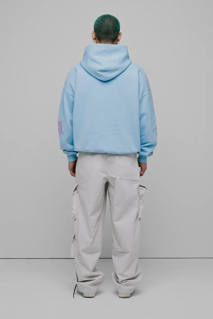 Чоловіче блакитне худі Oversized Multi Logo H GOTS 3