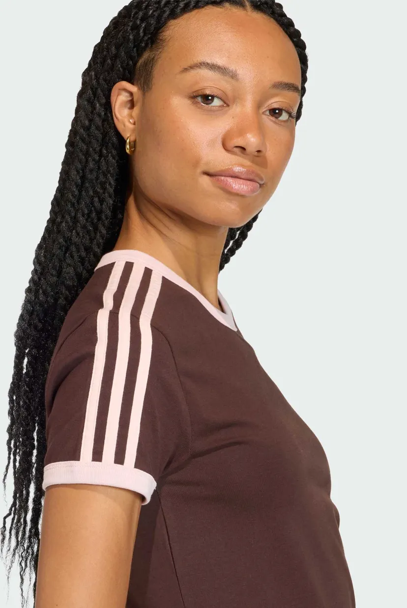 Жіноча коричнева футболка 3 STRIPES SLIM 4