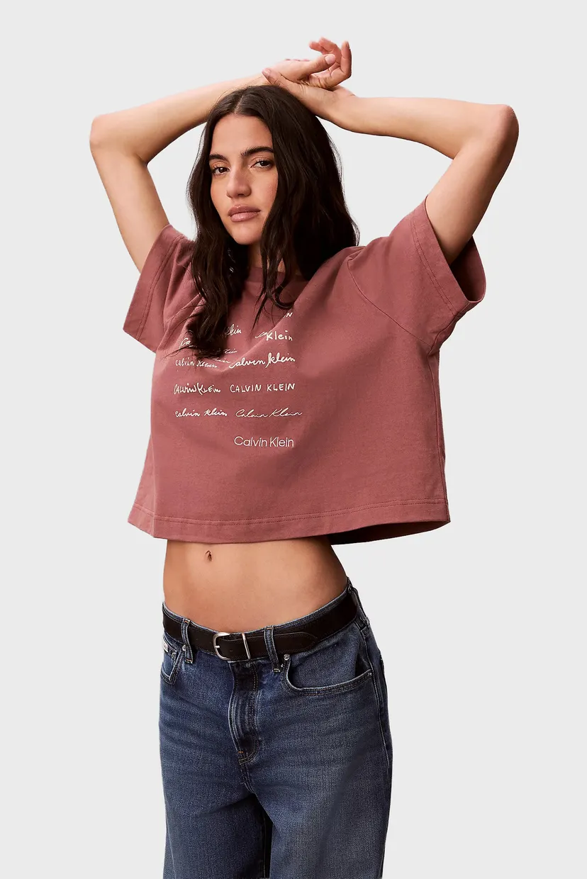 Жіноча коричнева футболка CROPPED BOXY GRAPHIC 6