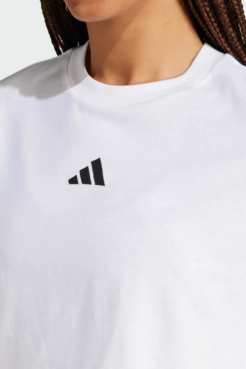 Жіноча біла футболка Essentials 3-Stripes Cotton Loose 4