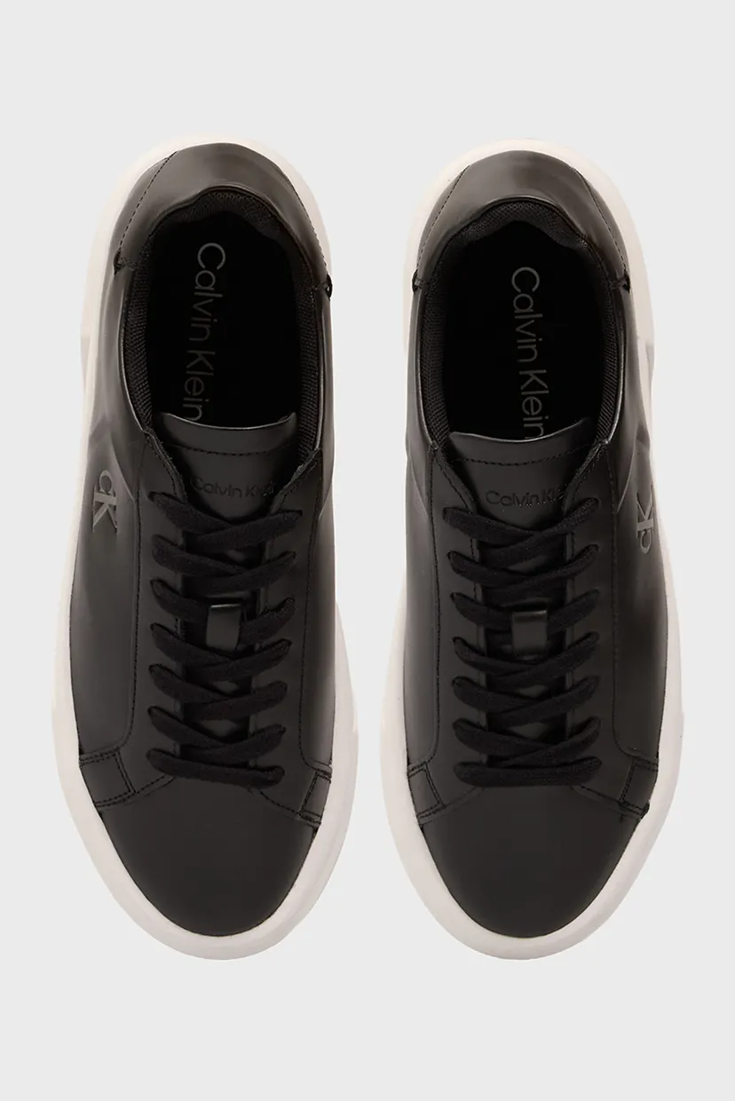 Женские черные кожаные сникерсы FLATFORM LACE UP 4