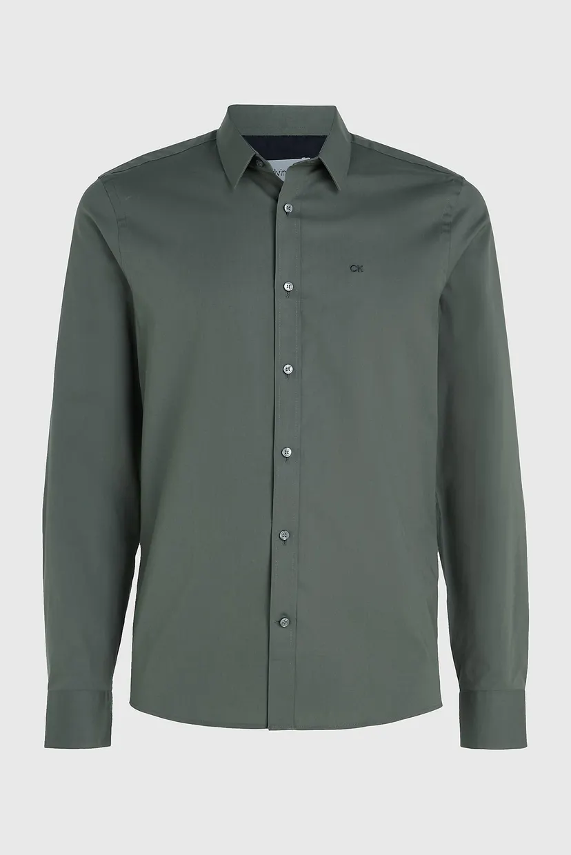 Чоловіча оливкова сорочка STRETCH POPLIN SLIM 5