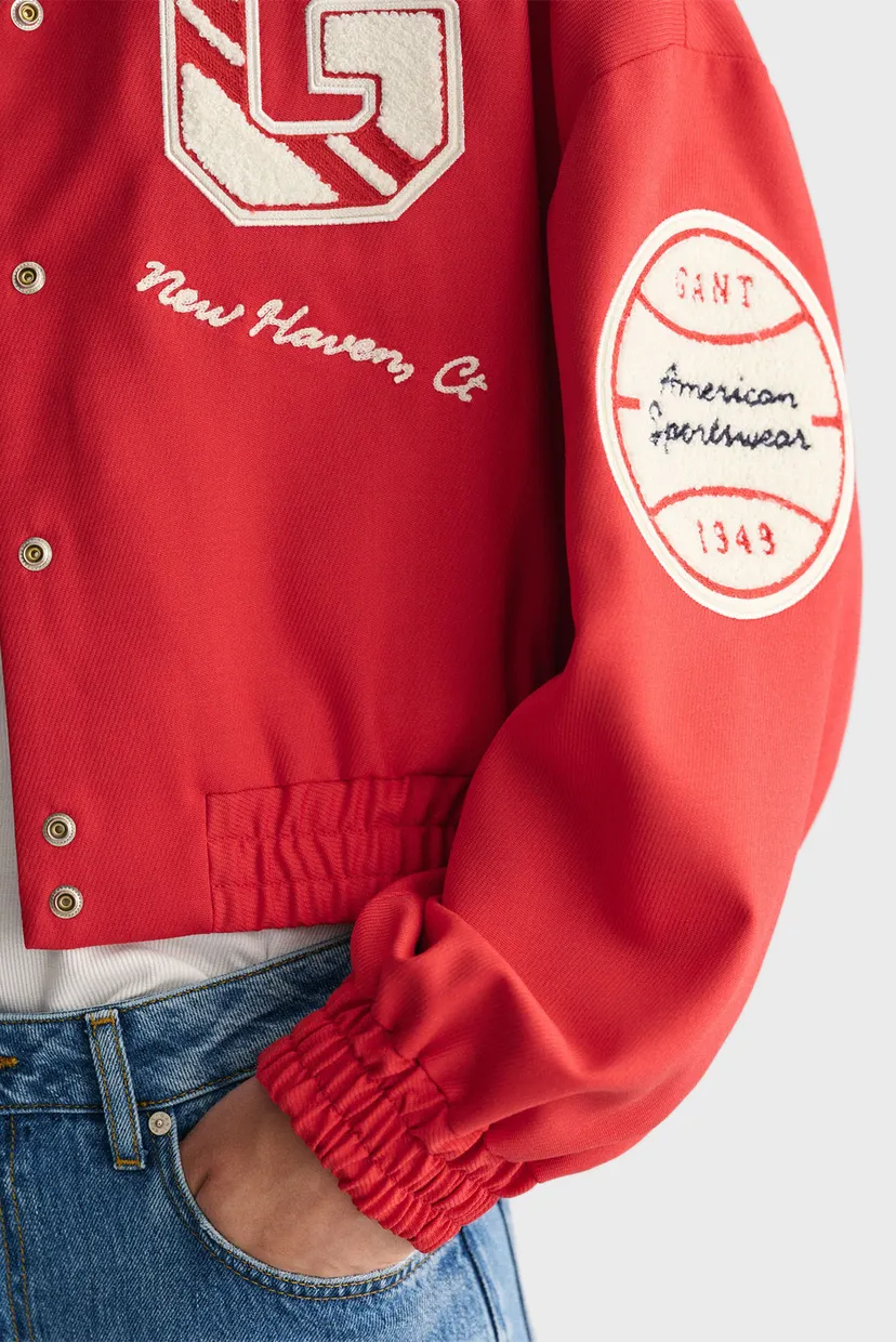 Жіночий червоний бомбер CROPPED VARSITY 6