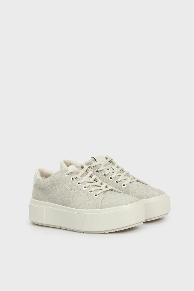Женские бежевые сникерсы FLATFORM CUP LACE UP W/ML FELT 3