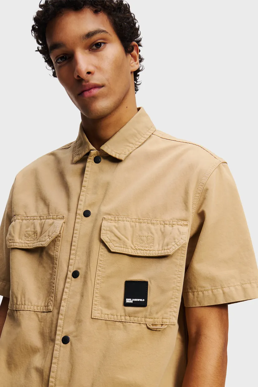 Мужская бежевая рубашка KLJ SS POCKET SHIRT 4