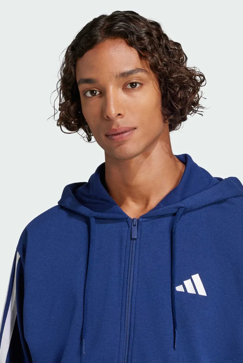 Мужское синее худи Essentials 3-Stripes French Terry 4