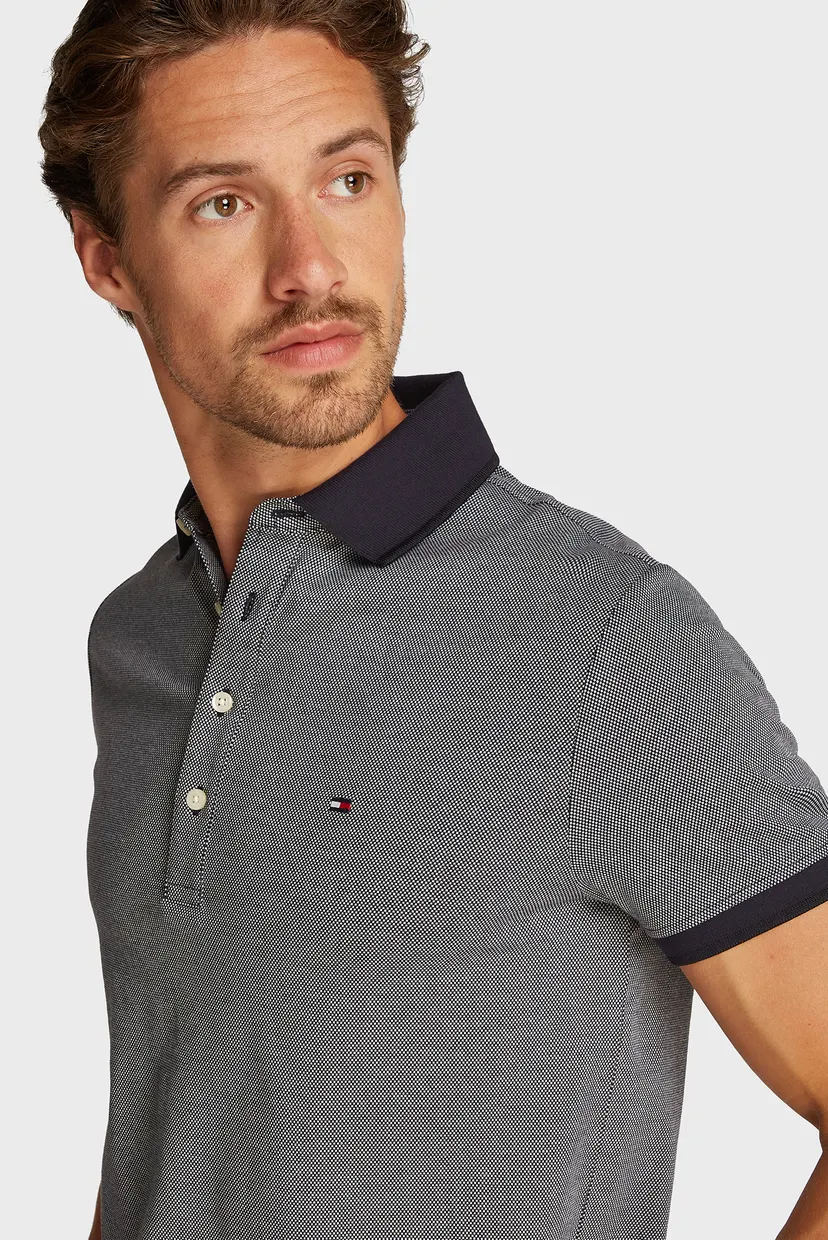 Чоловіче сіре поло з візерунком TWO TONE INTERLOCK REG POLO 4
