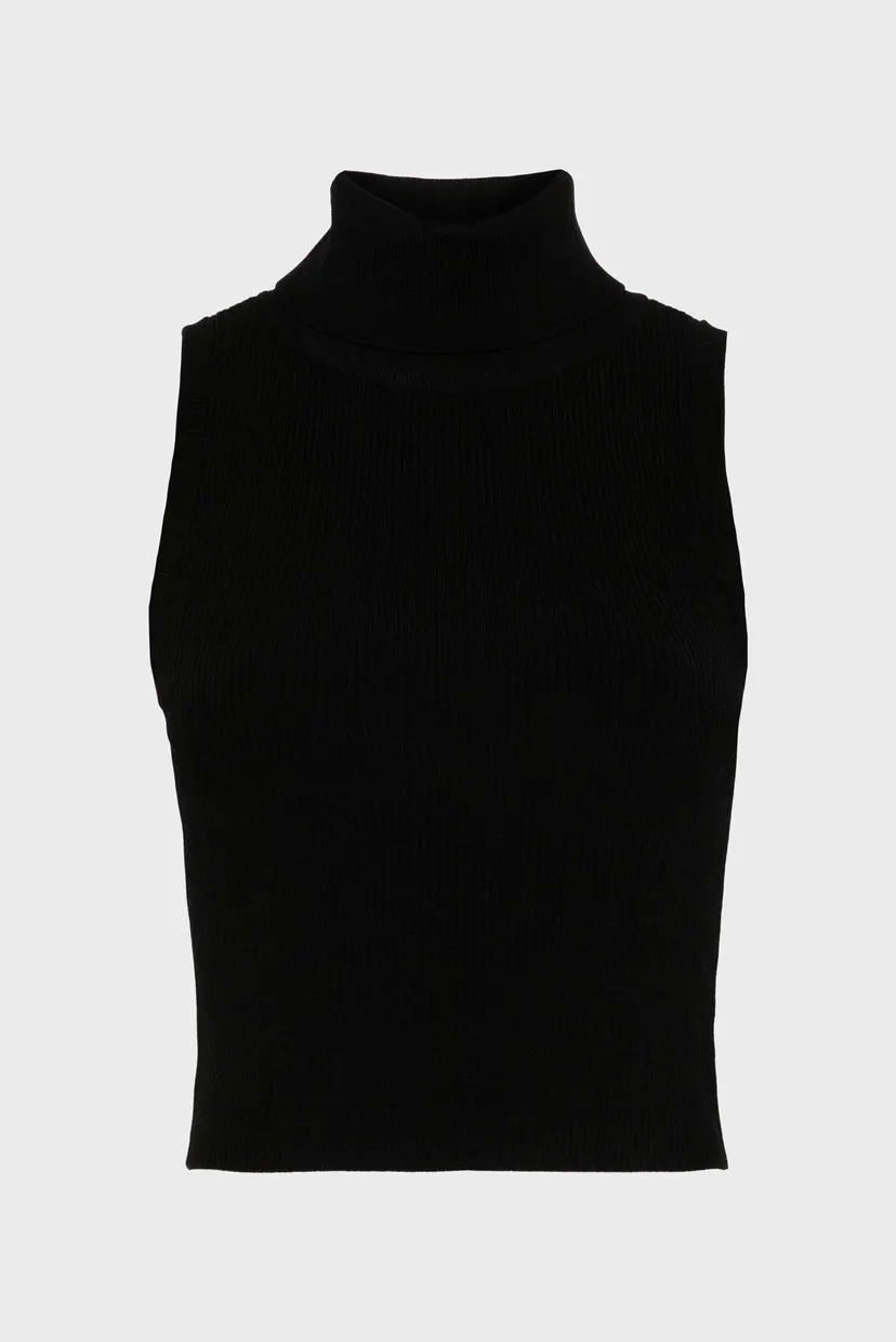 Жіночий чорний топ CROP RIB SLVLESS TRTL NK 3