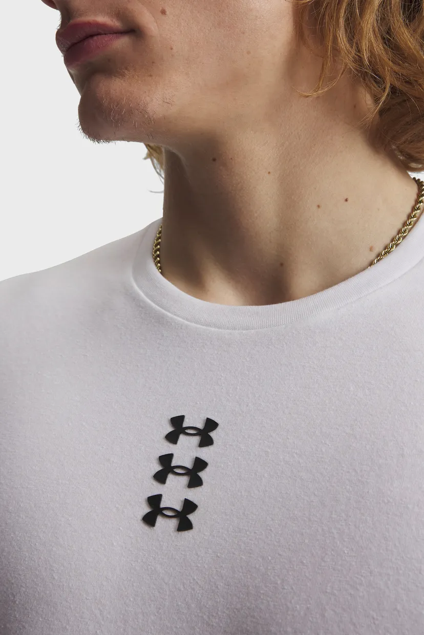 Мужская белая футболка UA M HOOPS TRIPLE LOGO SS 3