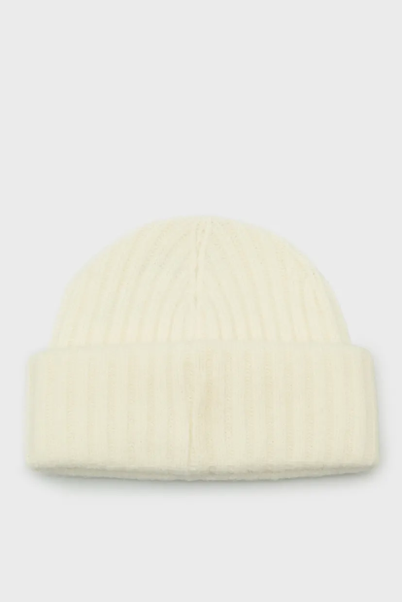 Женская белая шерстяная шапка ALPACA WOOL BLEND BEANIE 3