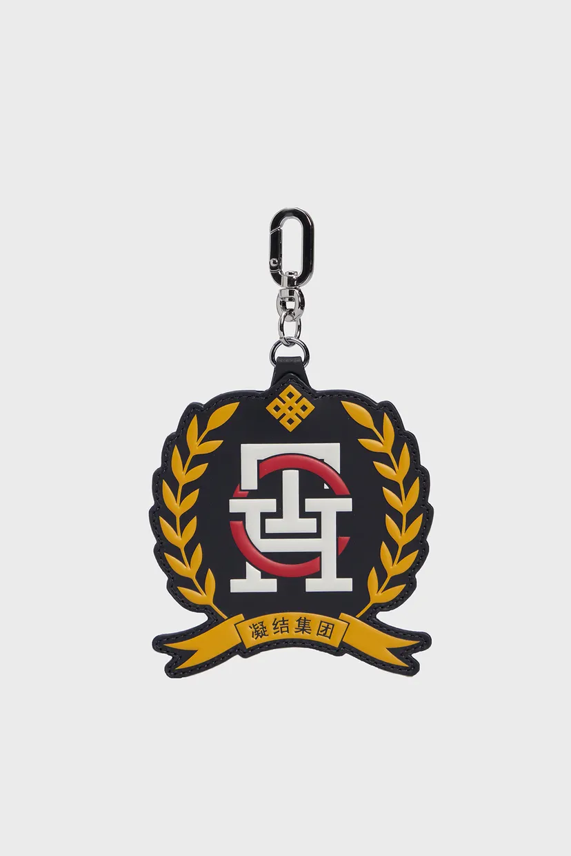 Темно-синий кожаный брелок TH X CLOT CREST CHARM 3