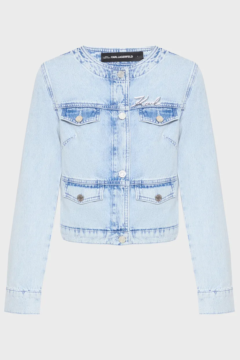 Женская голубая джинсовая куртка BUTTON DENIM JACKET 5