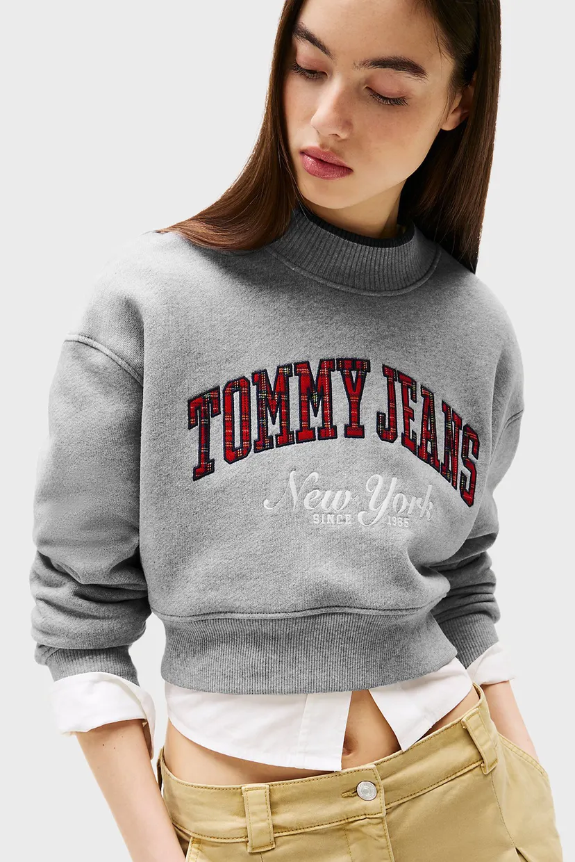 Жіночий сірий світшот TJW CROP CNECK COLLAR 4