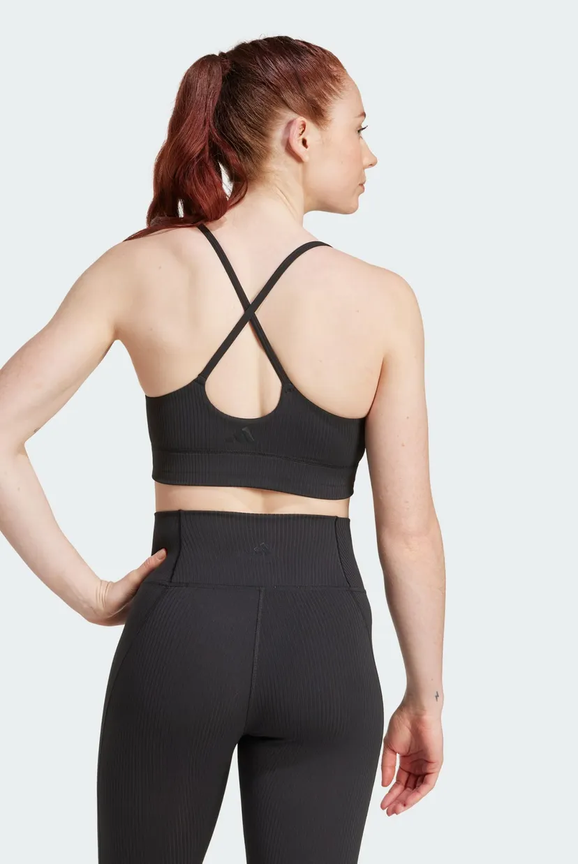 Женский черный топ adidas All Me Light Support Rib Long Line 3