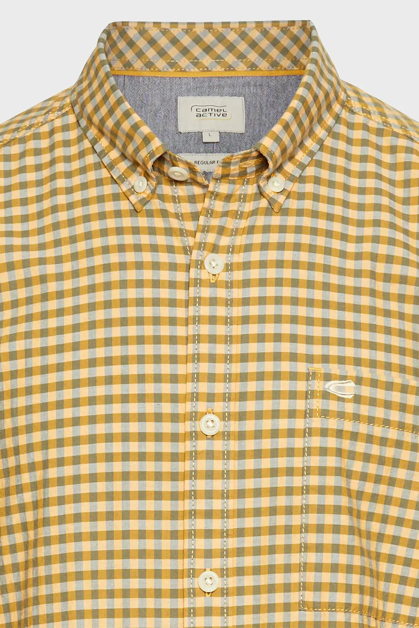 Чоловіча жовта картата сорочка Shortsleeve 3