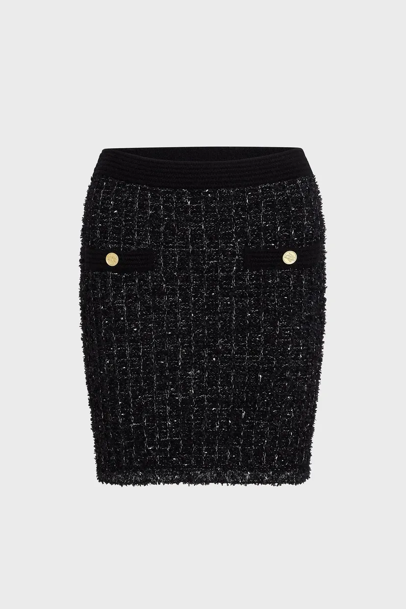 Жіноча чорна твідова спідниця BOUCLE KNIT SKIRT 4