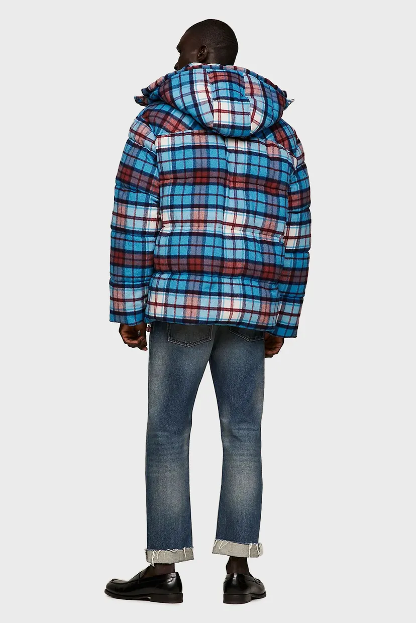Мужская голубая куртка в клетку THC DG TARTAN NEW YORK PUFFER 3