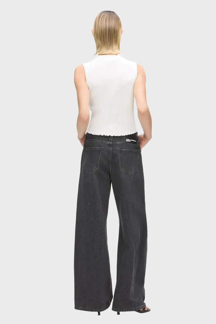 Женские черные джинсы wide leg 4