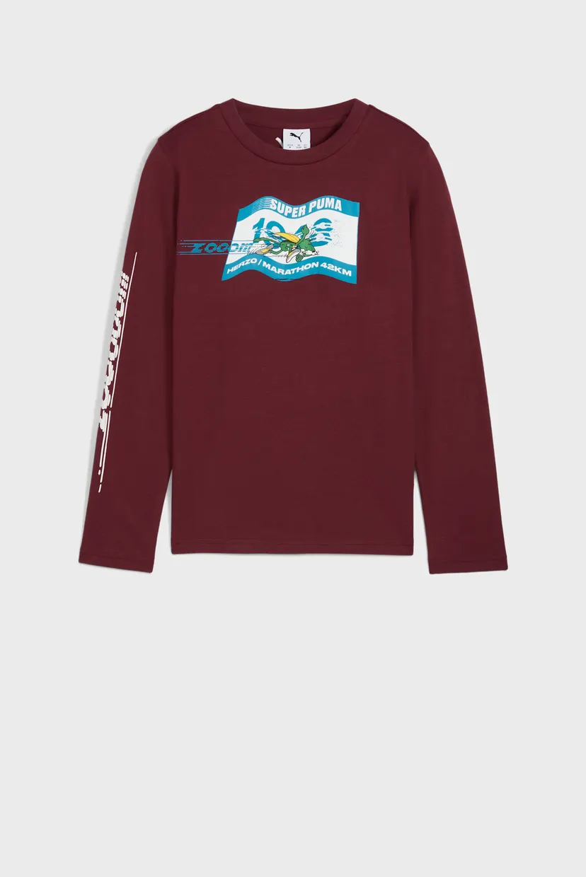 Дитячий бордовий лонгслів Super PUMA Graphic Long Sleeve Tee Youth 4
