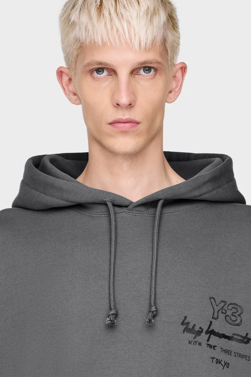Серое худи Y-3 Graphic FT (унисекс) 8