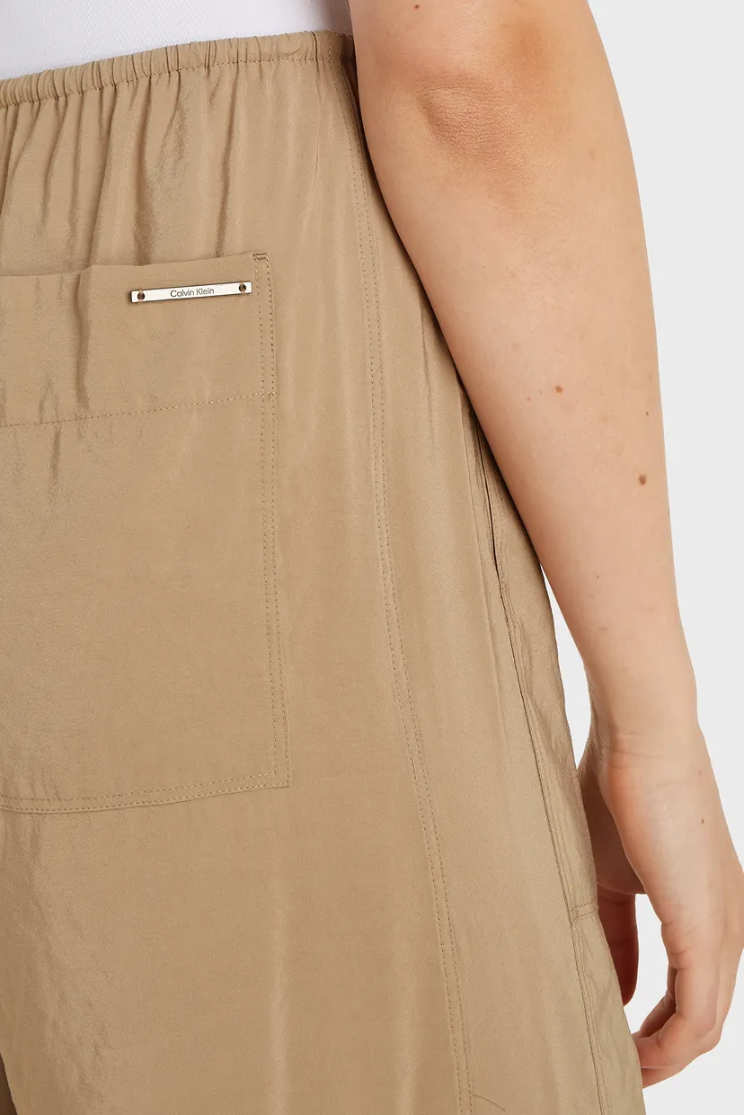 Женские бежевые брюки TEXTURED WIDE LEG PANTS 4