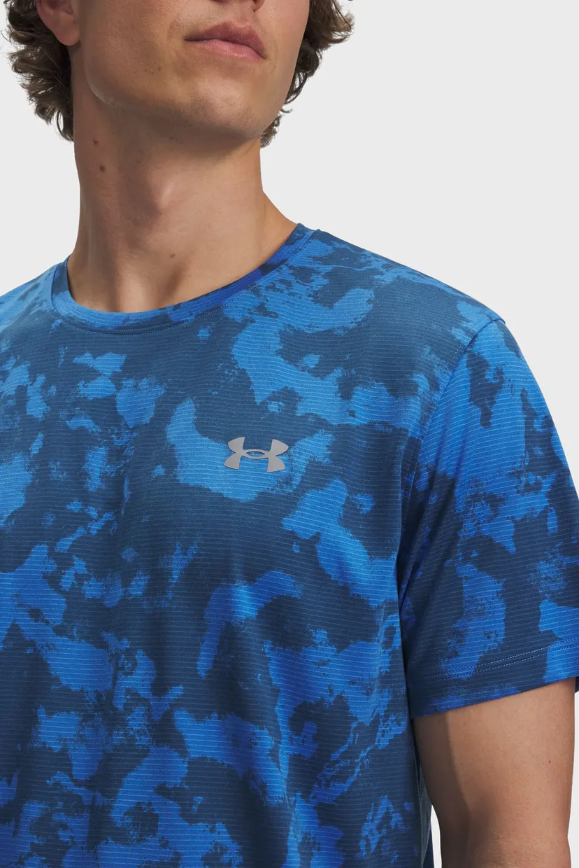 Чоловіча синя футболка з візерунком UA Launch Printed SS 3