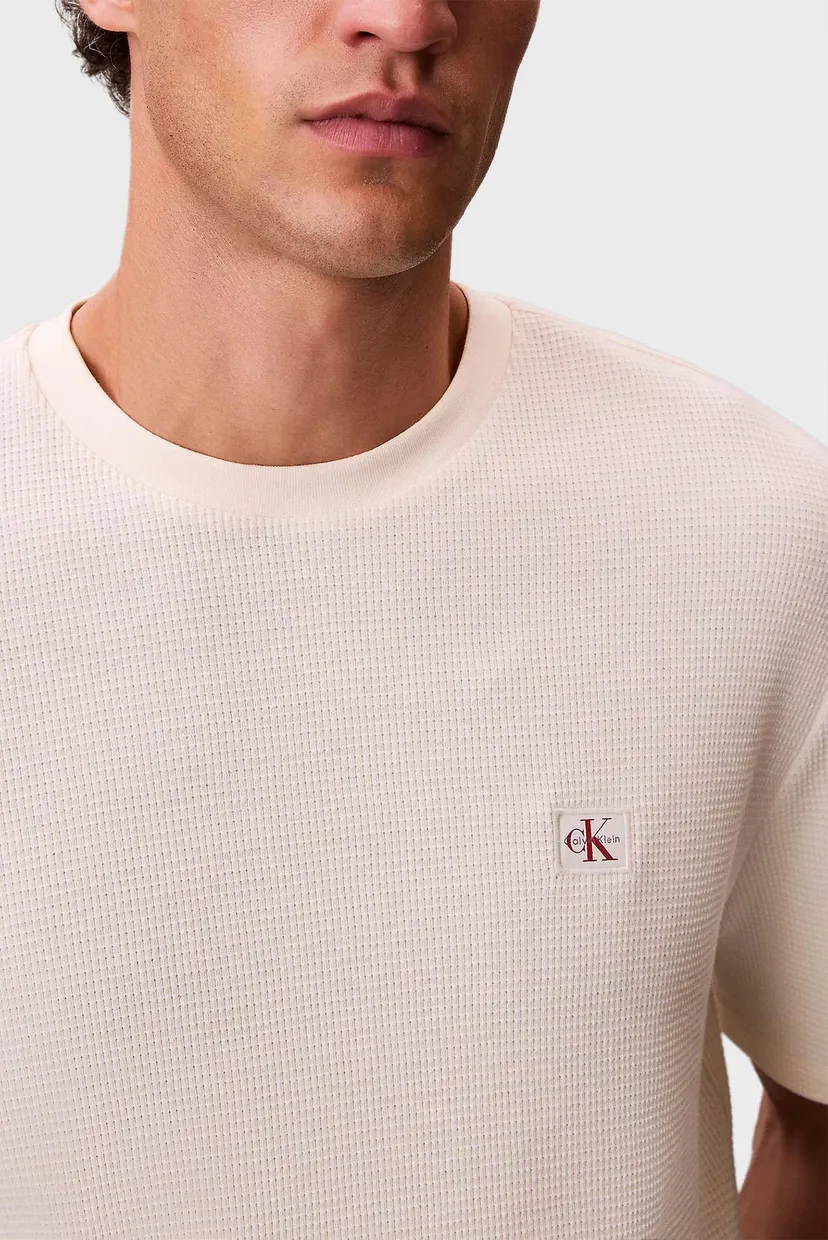 Чоловіча біла футболка WAFFLE WOVEN LABEL 4