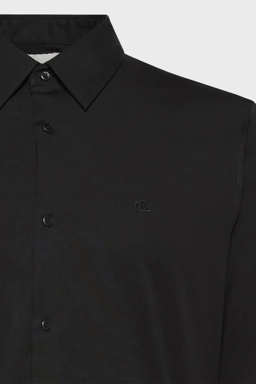 Чоловіча чорна сорочка SOLID STRETCH SLIM 4