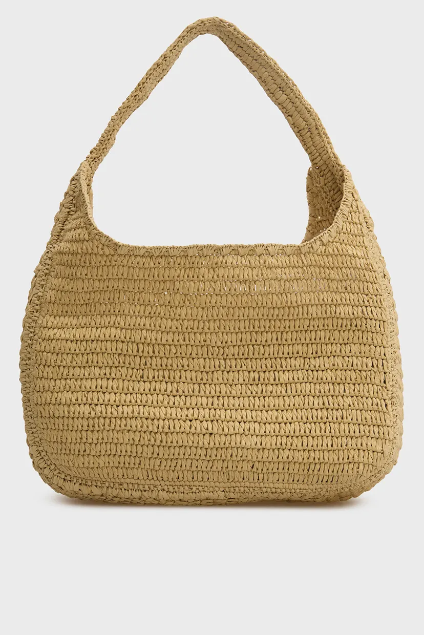 Жіноча бежева сумка BOLD CK RAFFIA LG SHOULDER BAG 4